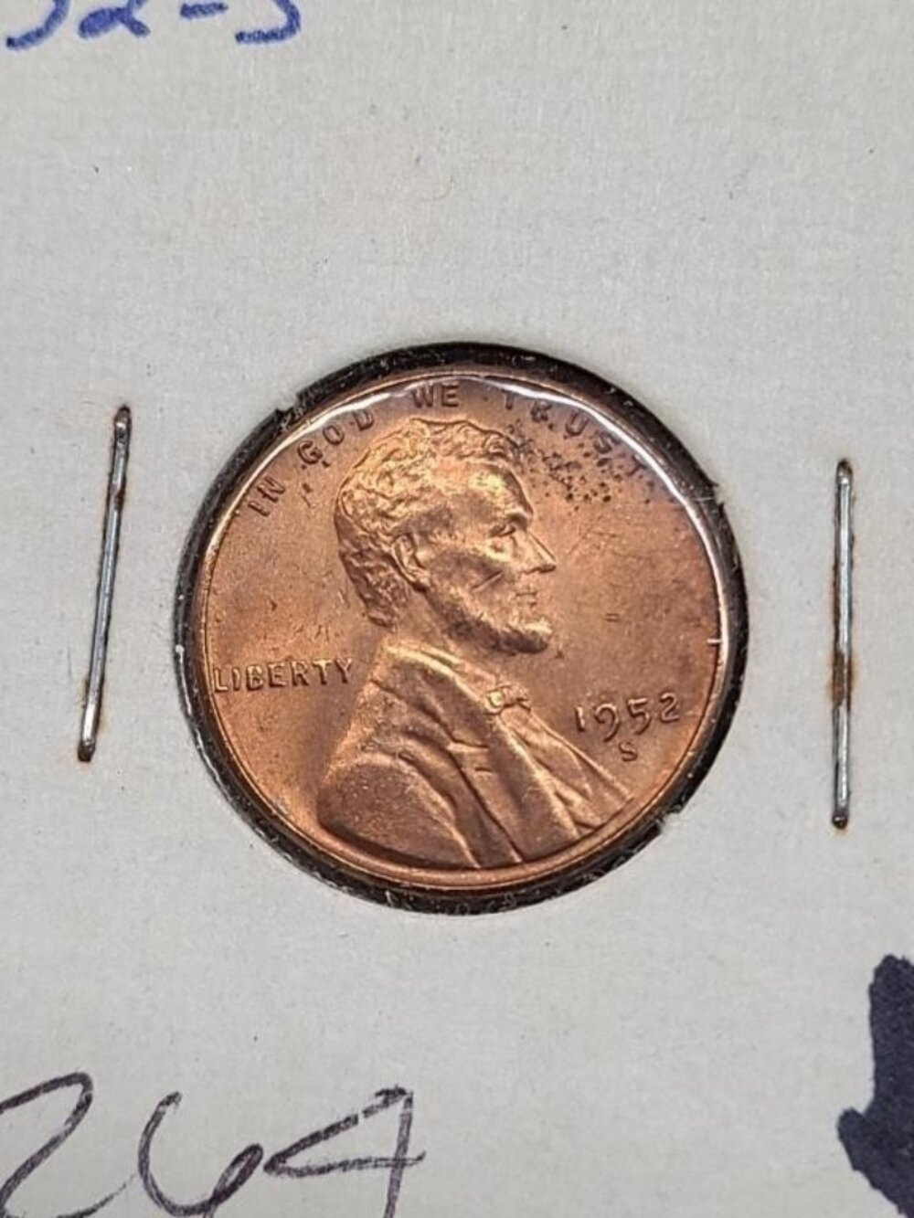 1952-S Wheat Penny... AU... Excellent Details... In Protective Holder